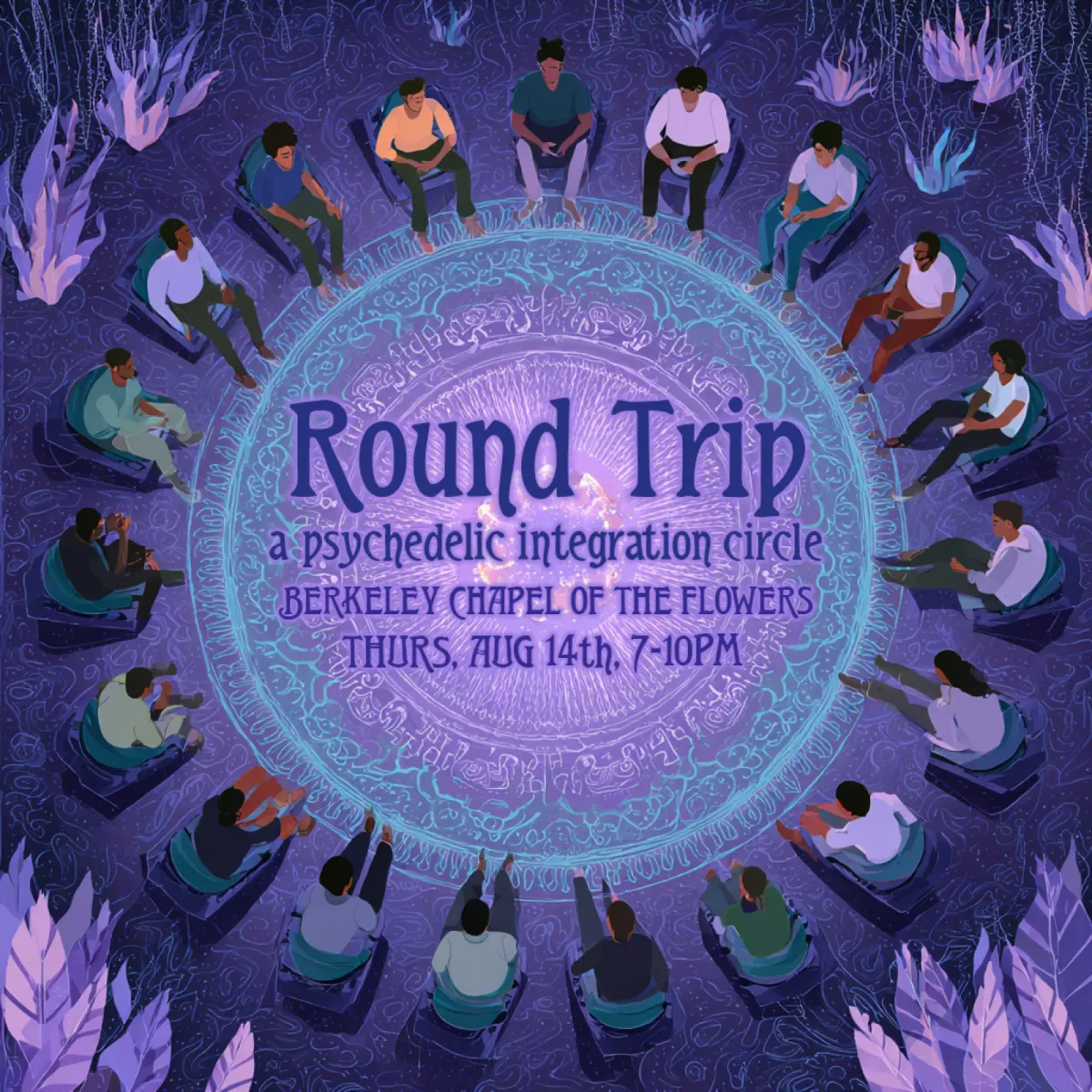Flyer for Round Trip: A Psychedelic Integration Circle