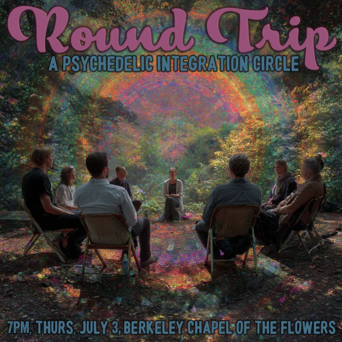 Flyer for Round Trip: A Psychedelic Integration Circle
